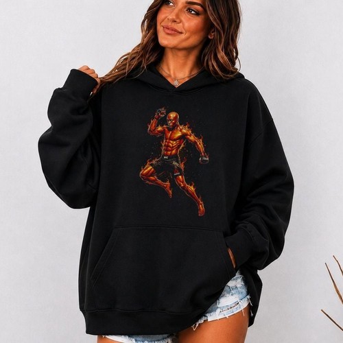 Mma fighter fire hoodie - fighter,